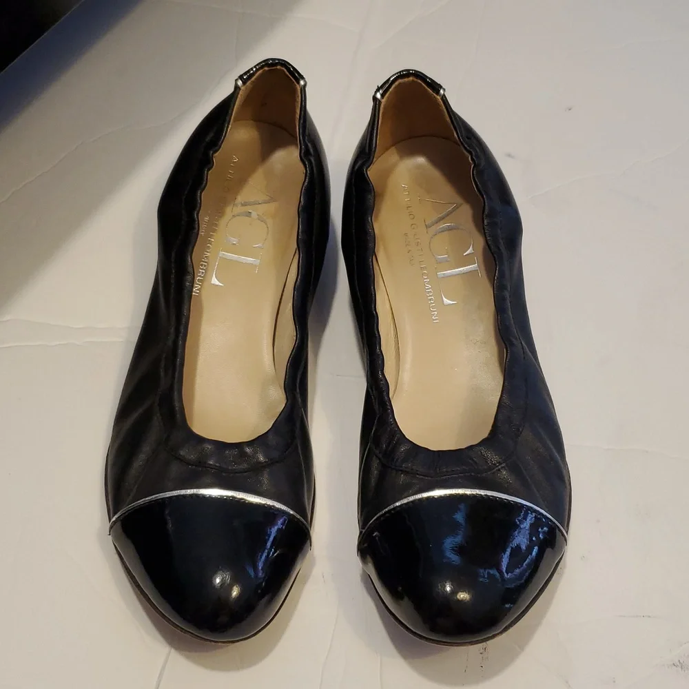 AGL Leather Cap Toe Wedges In Black Size 40 - US 10